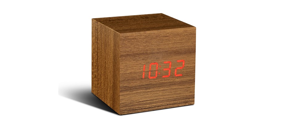 Cube Teak Clock Gingko